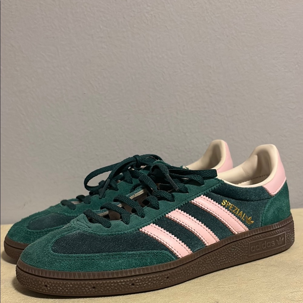 Adidas Spezial Green with Pink Stripes
